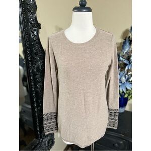 Skull Cashmere Tan Long Sleeve Sweater Size Small